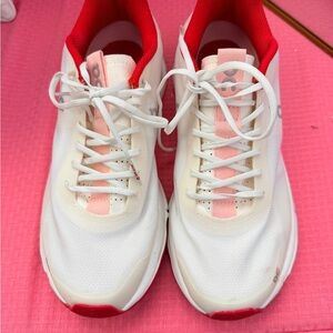 On Cloud Running Women's Cream, Pink and Red Sneakers
